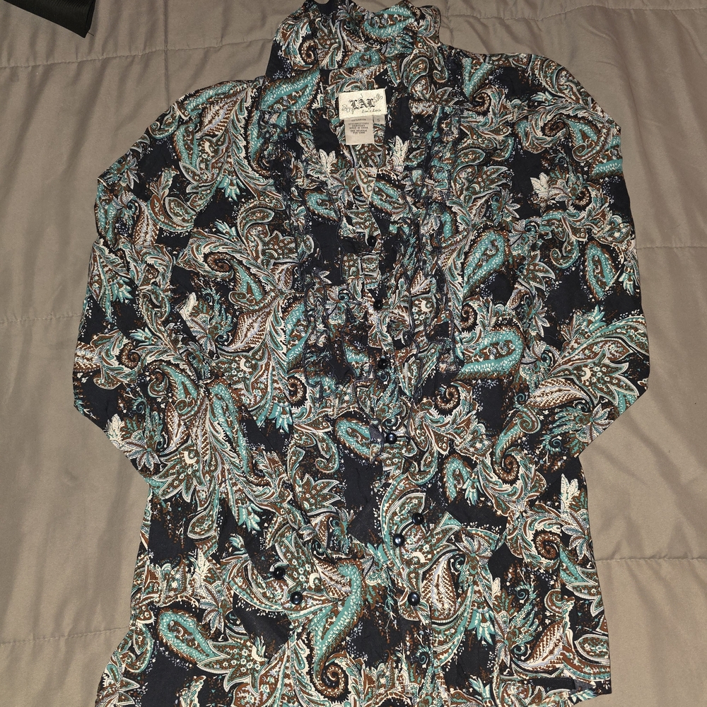 Paisley Button-Up Blouse